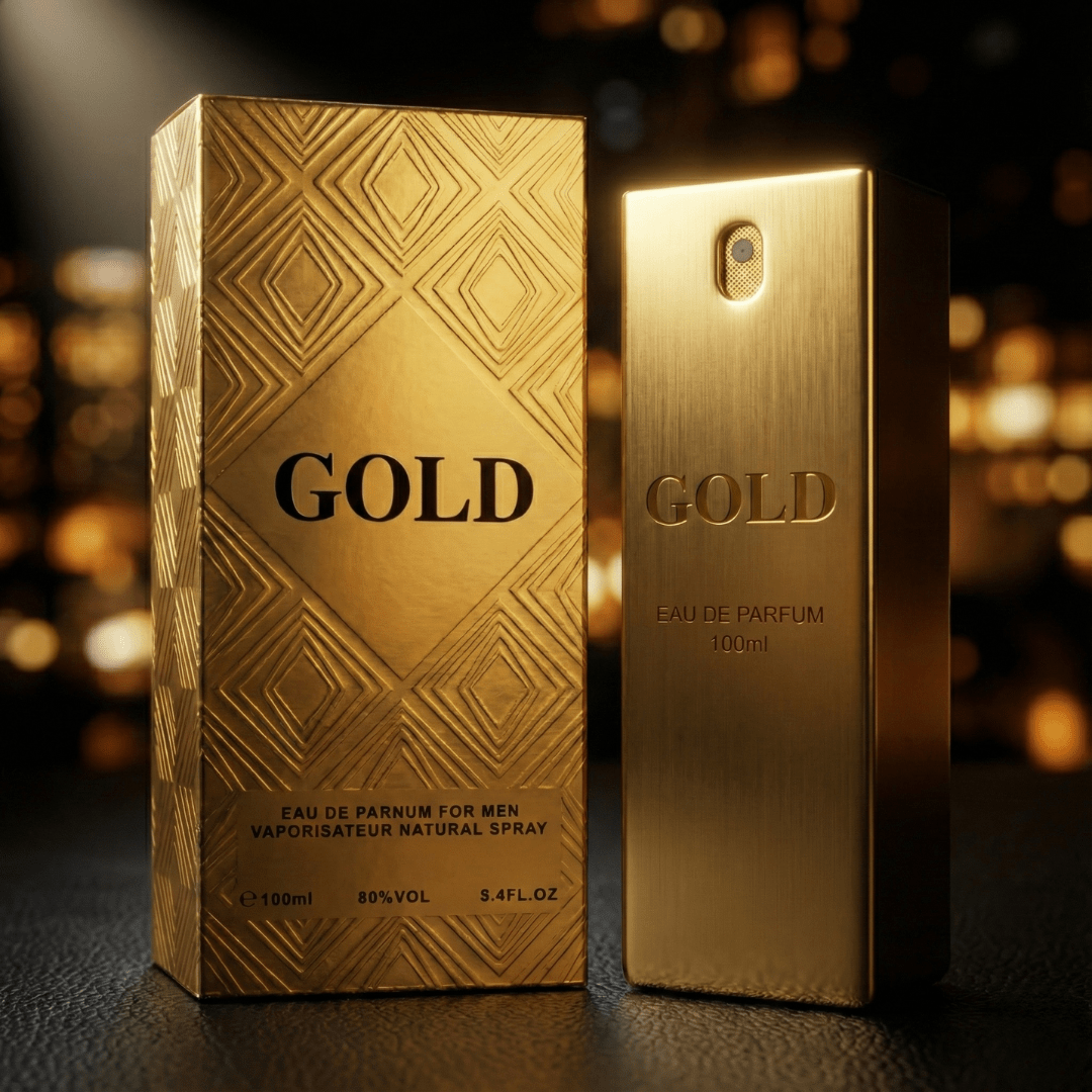 Gold 100ml Eau de Toilette para Hombre - Fragancia Amaderada y Especiada - Perfume Masculino de Larga Duración - Aroma de Lujo, Seducción y Poder - Regalo Ideal para Él - Spray Corporal de Alta Intensidad