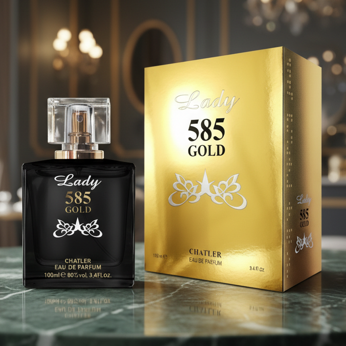 Eau De Parfum Lady 585 Gold 100ML - Fragancia Floral Frutal Para Mujeres