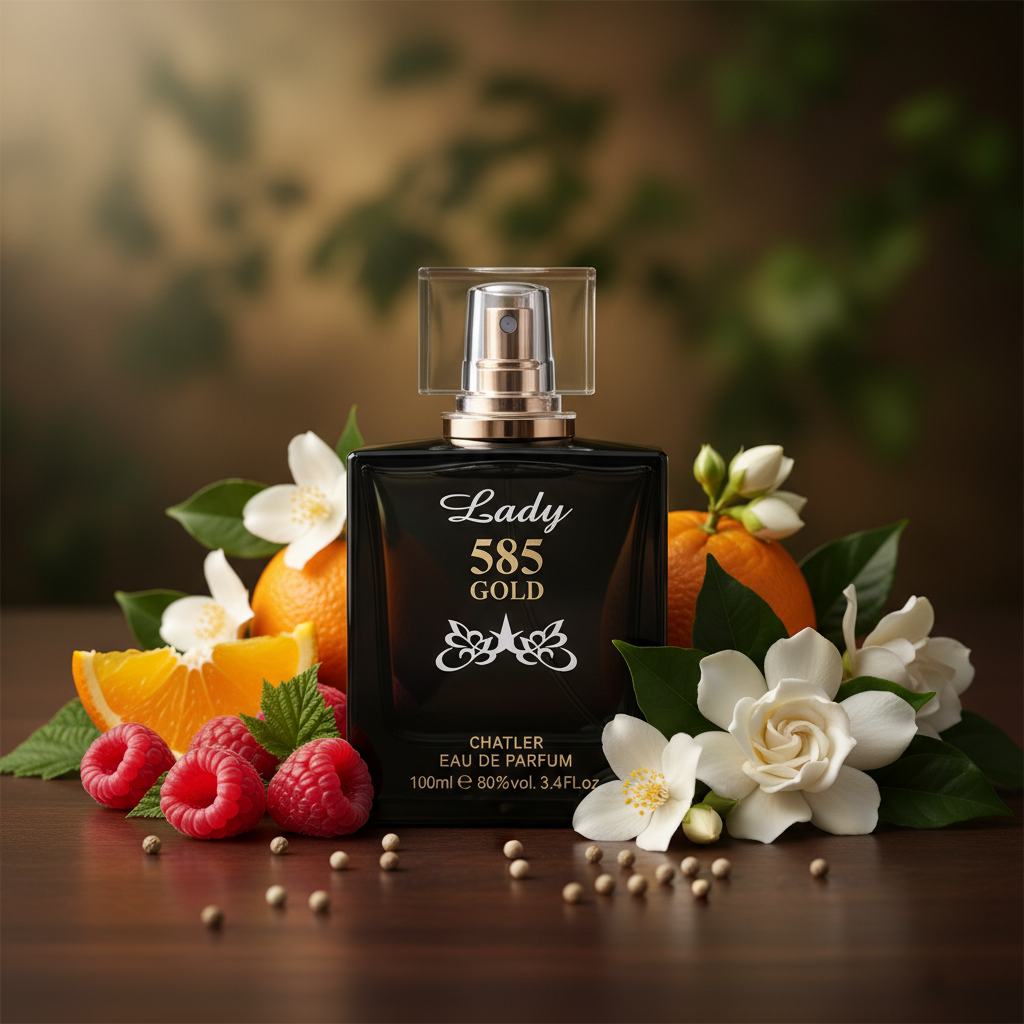 Eau De Parfum Lady 585 Gold 100ML - Fragancia Floral Frutal Para Mujeres