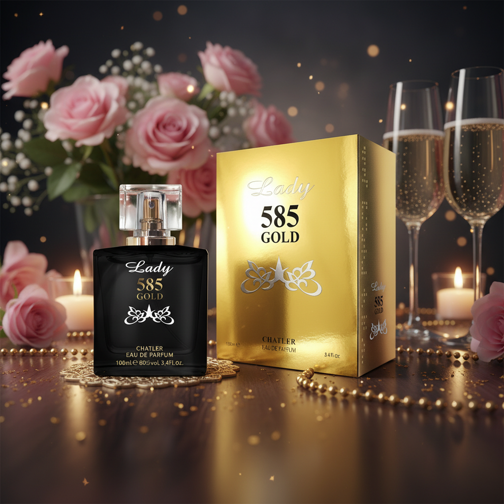Eau De Parfum Lady 585 Gold 100ML - Fragancia Floral Frutal Para Mujeres