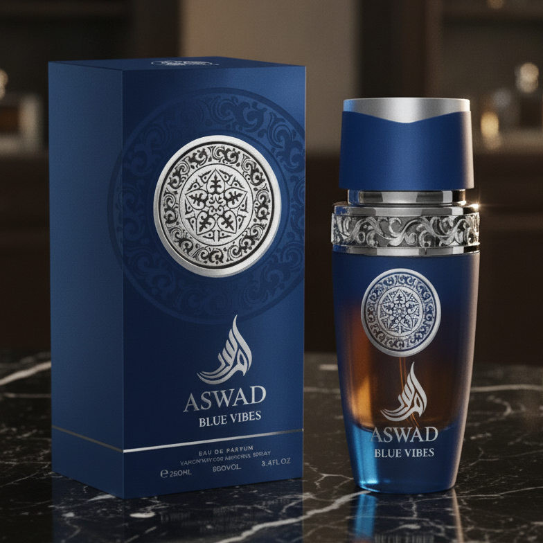 Eau De Parfum Aswad Blue Vibes 100ML - Fragancia Amaderada Oriental
