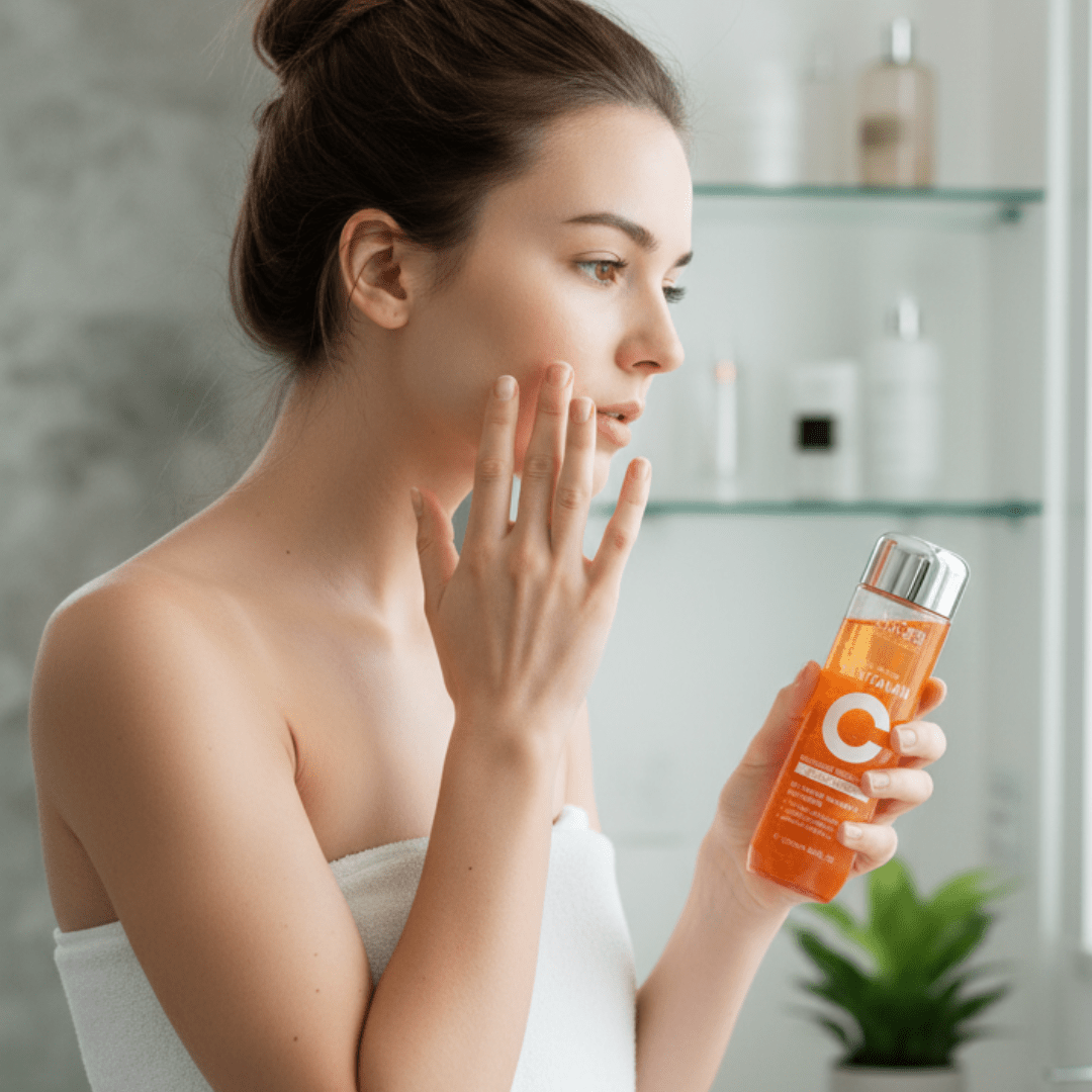 Loción Facial Iluminadora 5 en 1 con Vitamina C+ Activa y Niacinamida | Hidratante, Antimanchas, Antioxidante, Reparadora y Blanqueadora | Piel Radiante y Suave 100ml