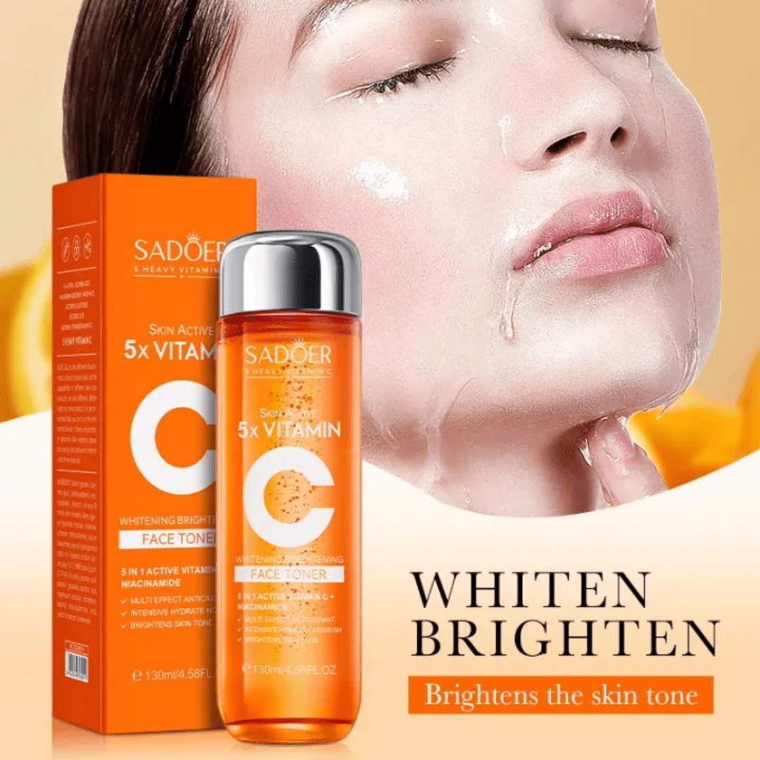 Loción Facial Iluminadora 5 en 1 con Vitamina C+ Activa y Niacinamida | Hidratante, Antimanchas, Antioxidante, Reparadora y Blanqueadora | Piel Radiante y Suave 100ml