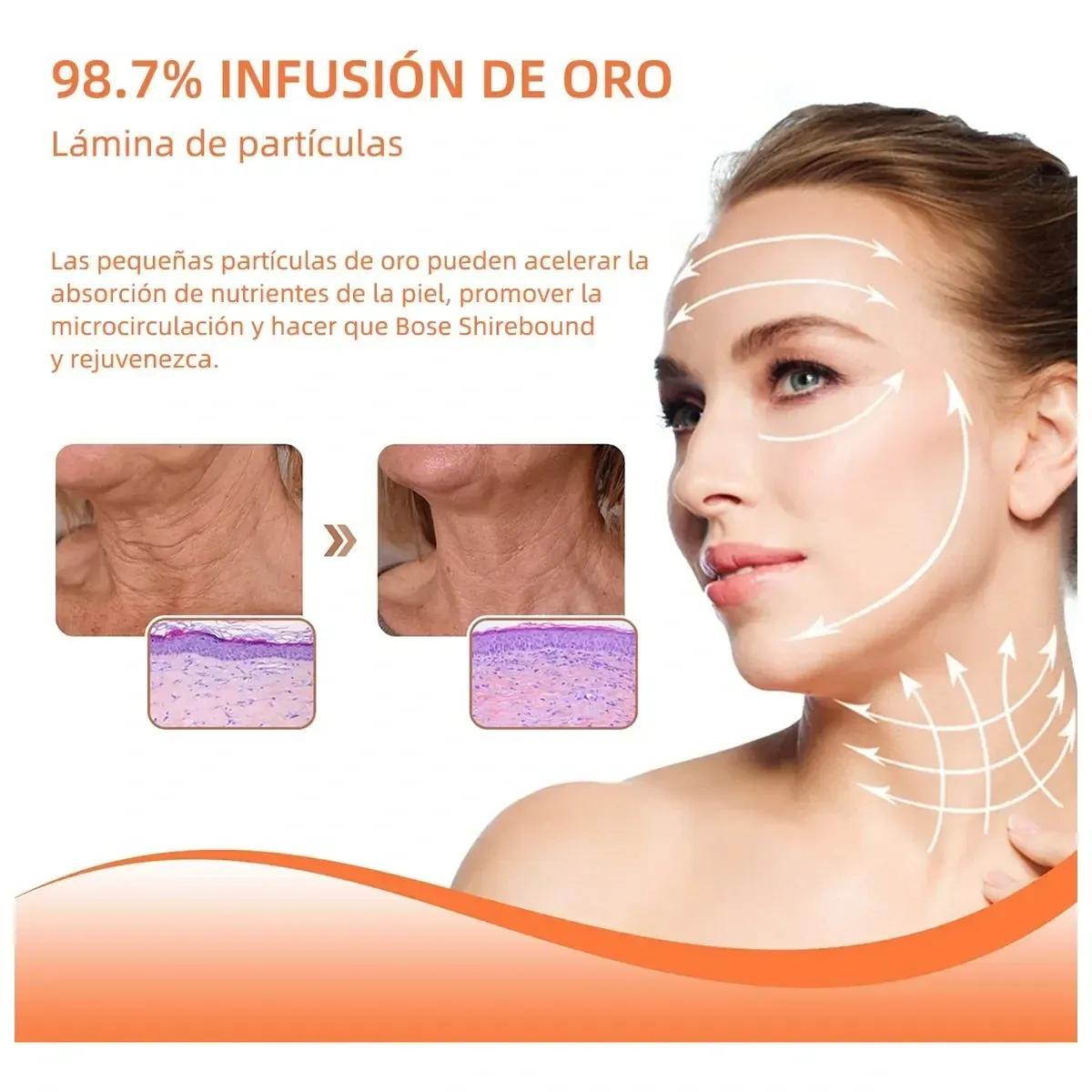 Sérum facial antiarrugas con péptidos y partículas de oro 24K, efecto relleno, hidratación profunda, reafirma y rejuvenece rostro y cuello – 120ml