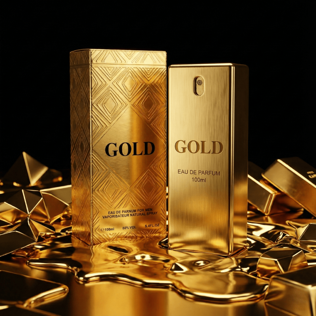 Gold 100ml Eau de Toilette para Hombre - Fragancia Amaderada y Especiada - Perfume Masculino de Larga Duración - Aroma de Lujo, Seducción y Poder - Regalo Ideal para Él - Spray Corporal de Alta Intensidad